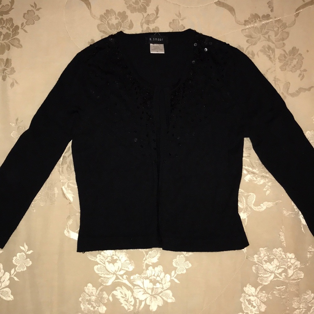 Embellished sparkle black cardigan 3/4 sleeve